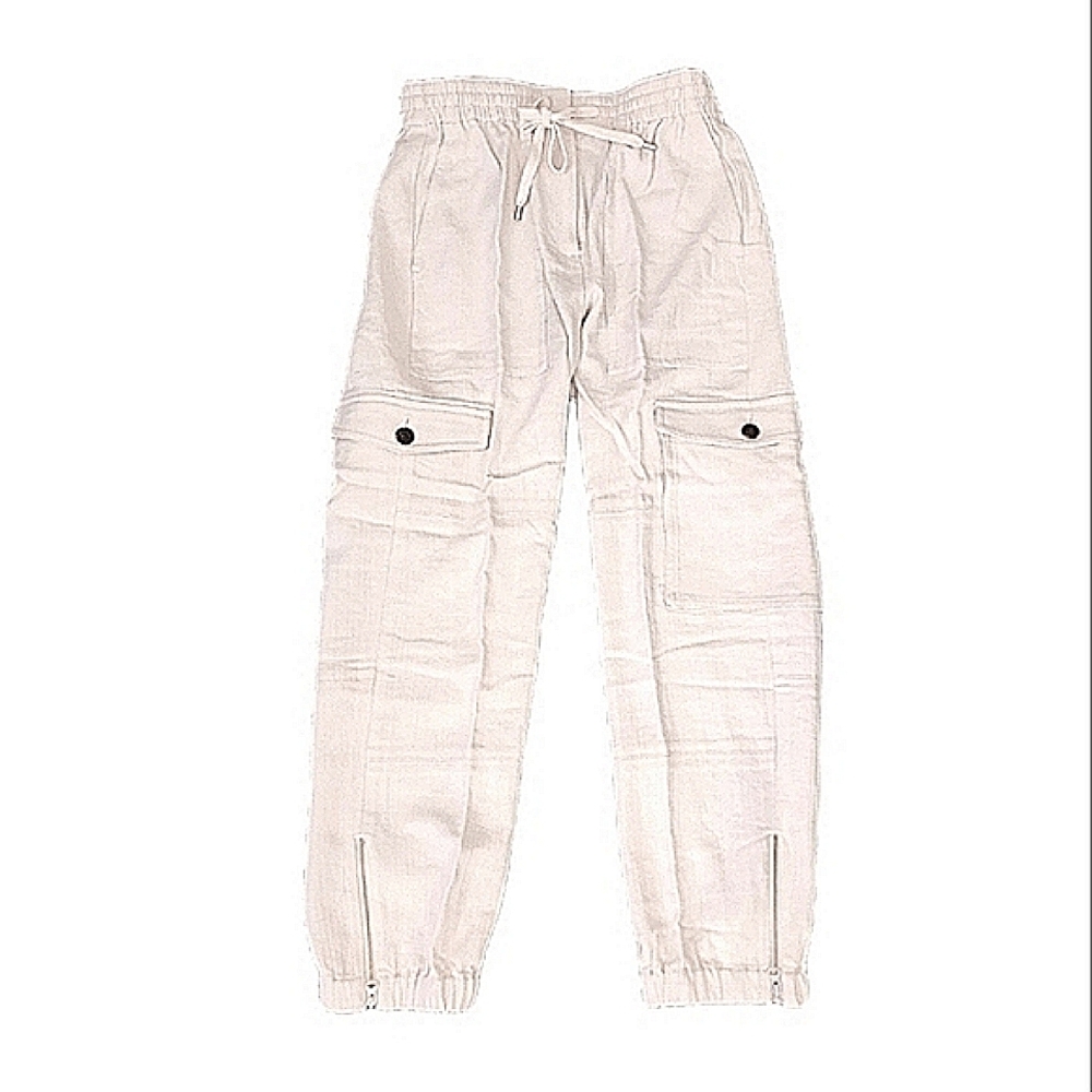 J. Crew Cargo Pants Linen Blend Ivory Zip Hem Split Size 00 - Picture 2 of 13